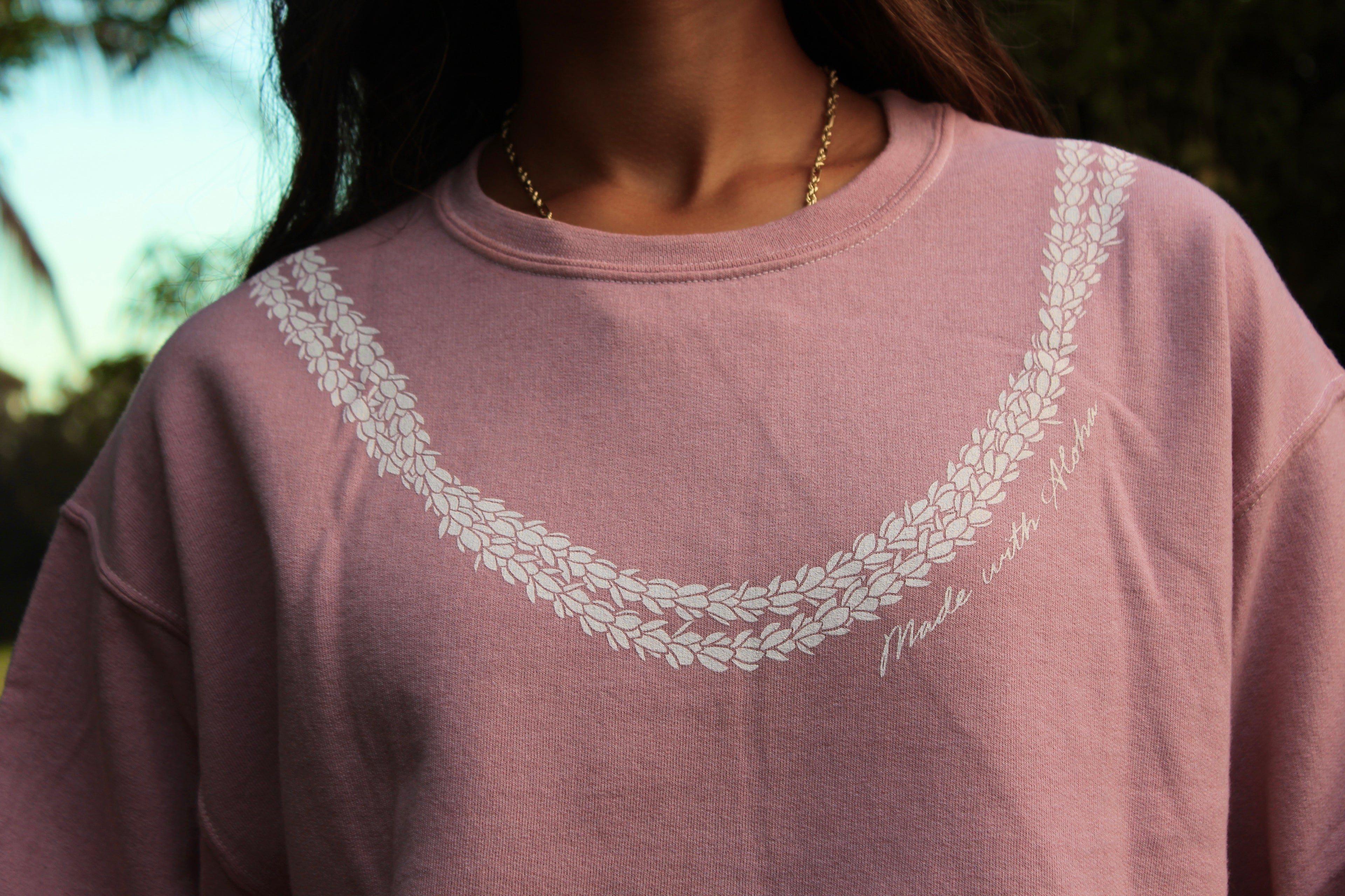 Made with Aloha Pikake Lei | Puff Ink Crewneck